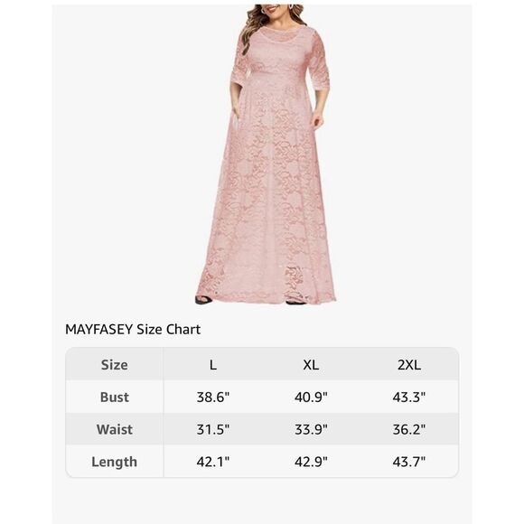 NEW Peach Plus Size Floral Lace Maxi Dress with Pockets XL - Picture 3 of 6